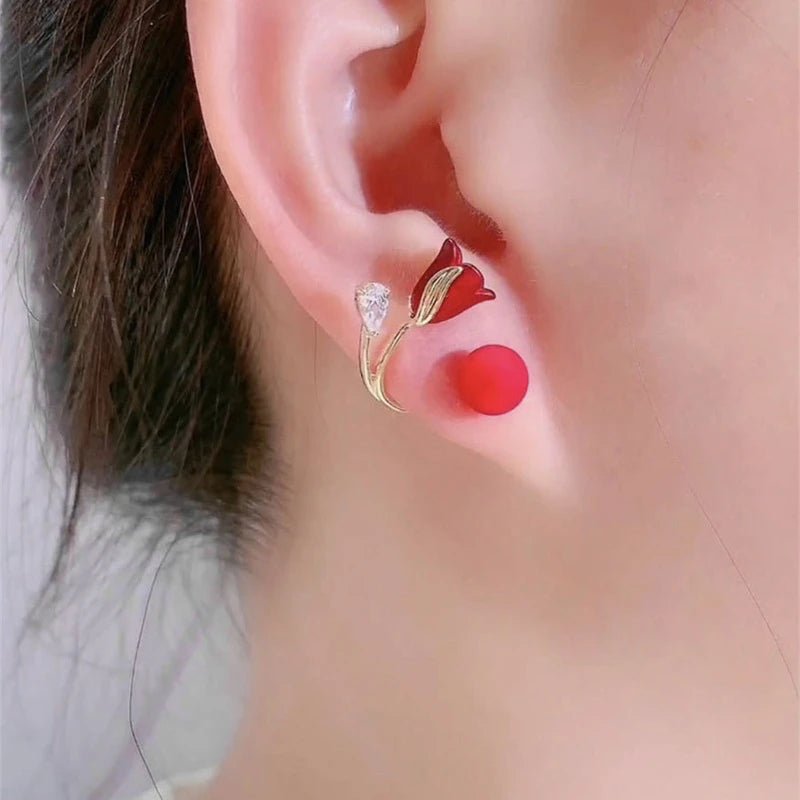 Crimson Blossom Earrings - GADGENERALGADGENERALGADGENERAL
