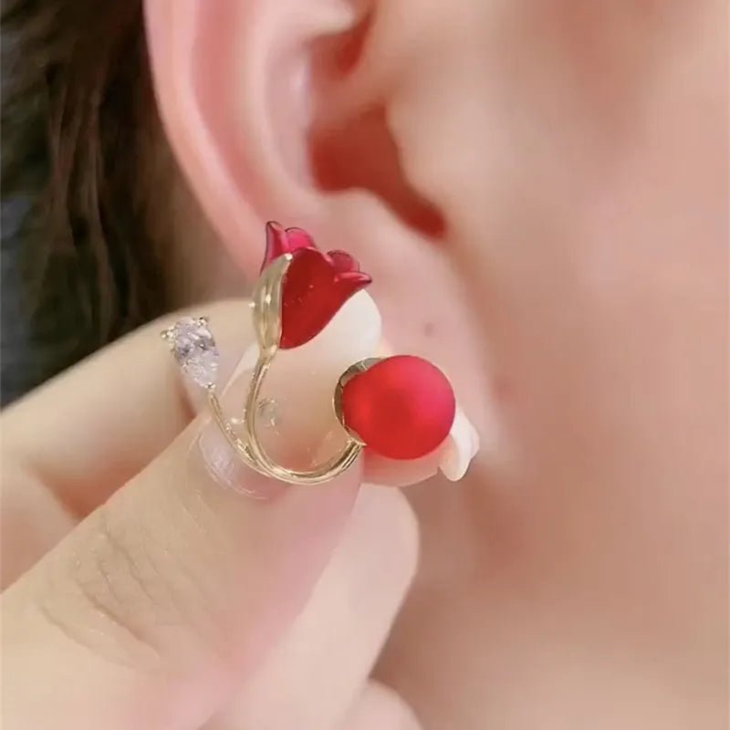 Crimson Blossom Earrings - GADGENERALGADGENERALGADGENERAL